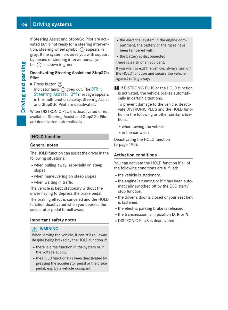 Mercedes Benz GLC Class owners manual / page 196