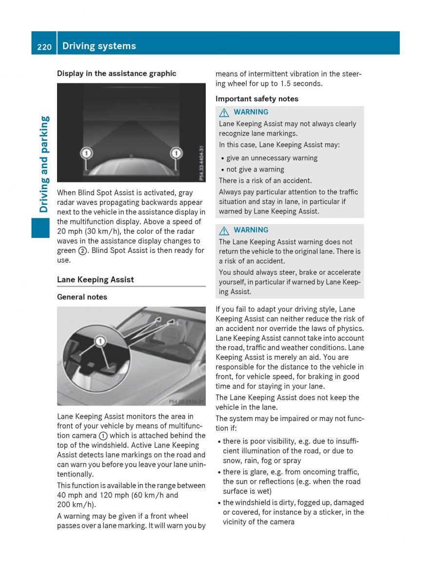 Mercedes Benz GLC Class owners manual / page 222