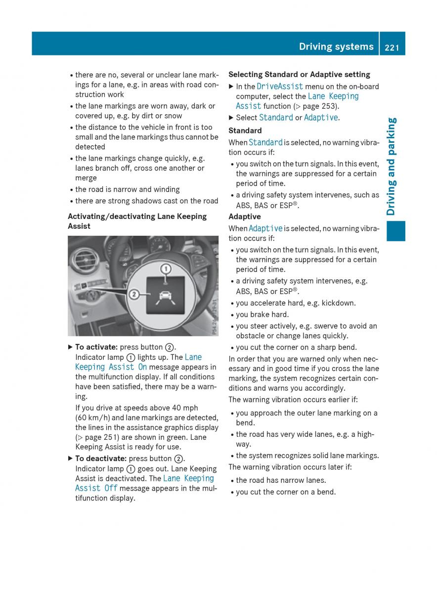 Mercedes Benz GLC Class owners manual / page 223