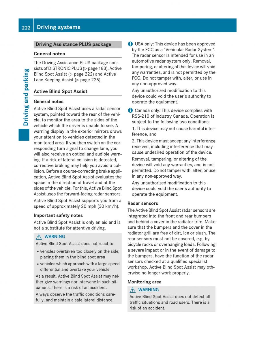 Mercedes Benz GLC Class owners manual / page 224