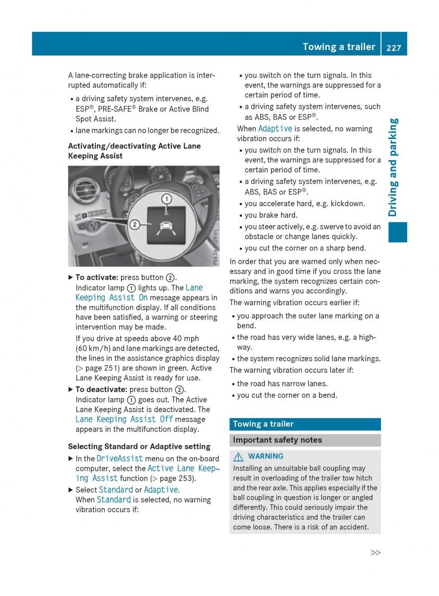 Mercedes Benz GLC Class owners manual / page 229