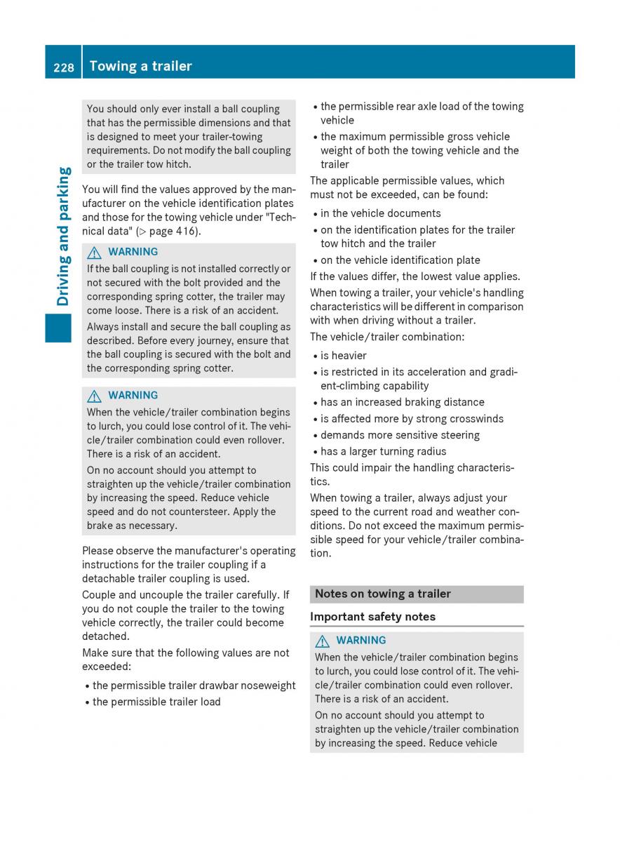 Mercedes Benz GLC Class owners manual / page 230