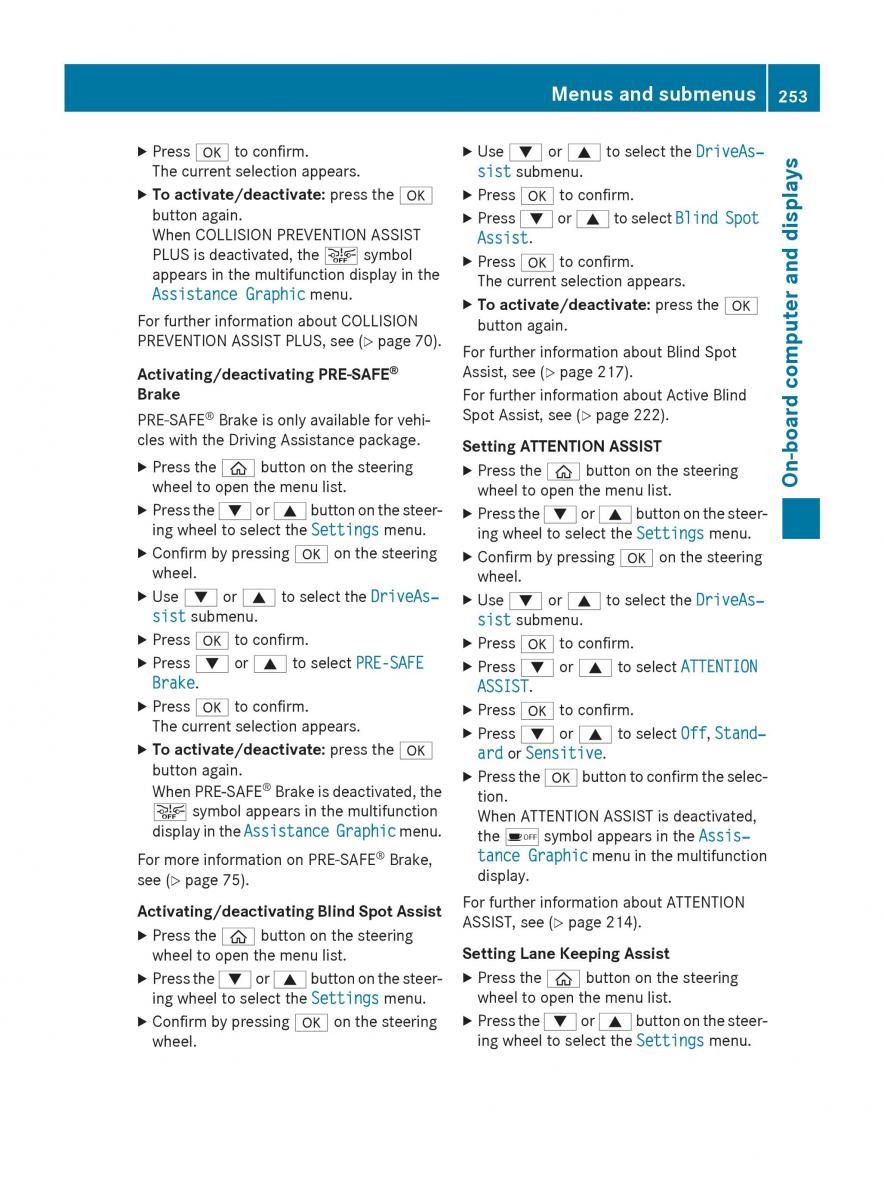 Mercedes Benz GLC Class owners manual / page 255