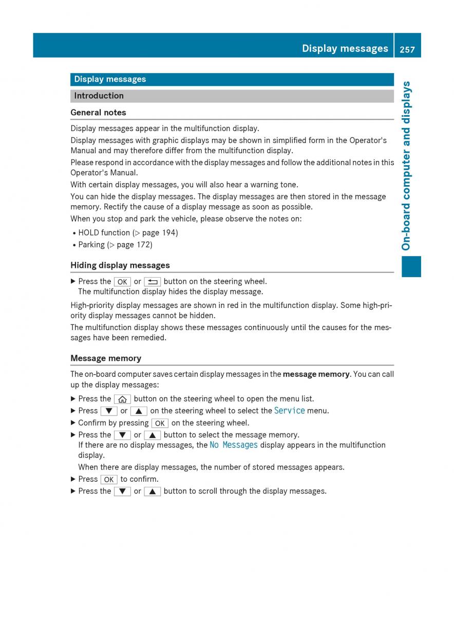 Mercedes Benz GLC Class owners manual / page 259