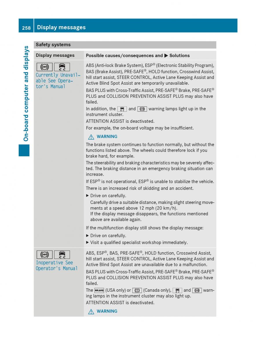 Mercedes Benz GLC Class owners manual / page 260