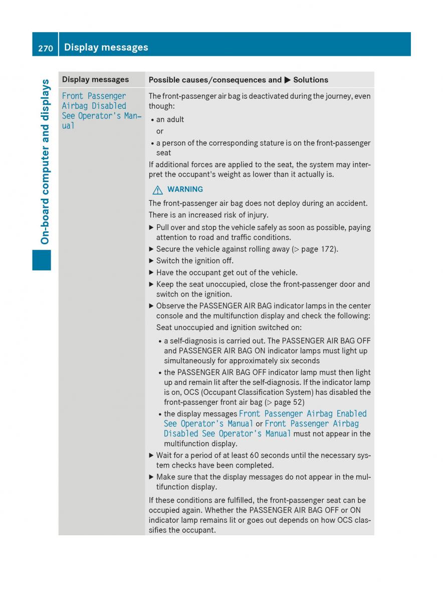 Mercedes Benz GLC Class owners manual / page 272