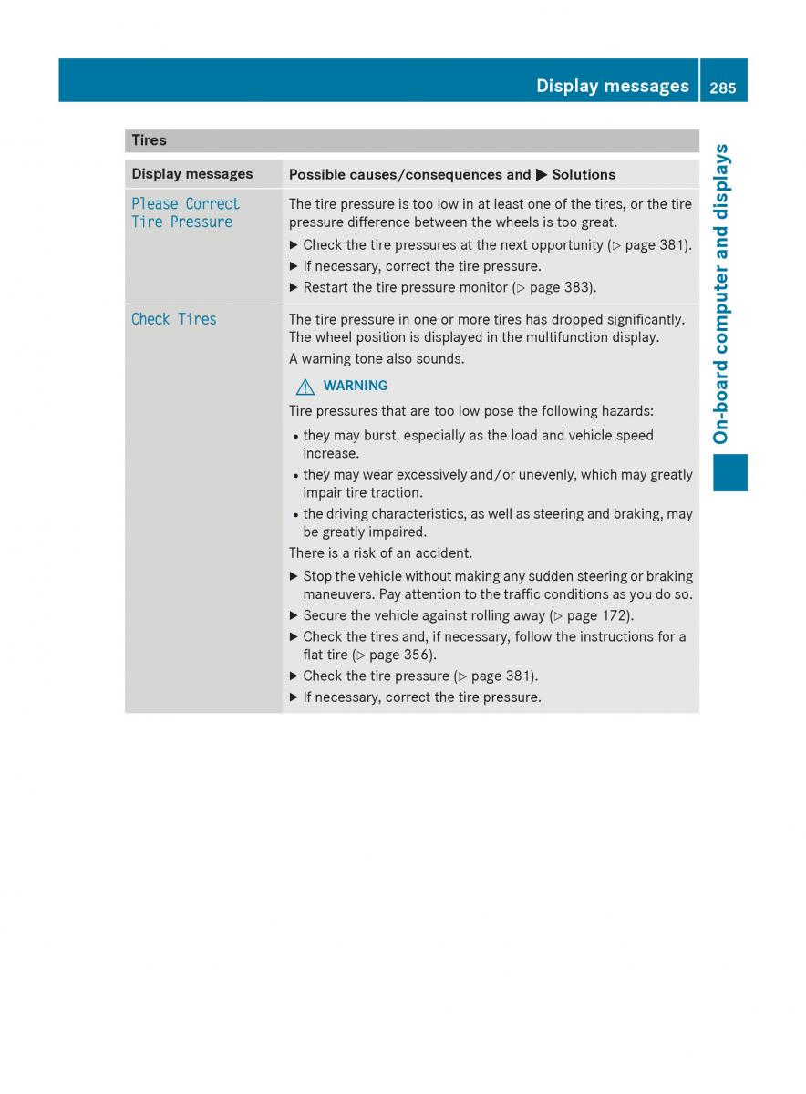 Mercedes Benz GLC Class owners manual / page 287