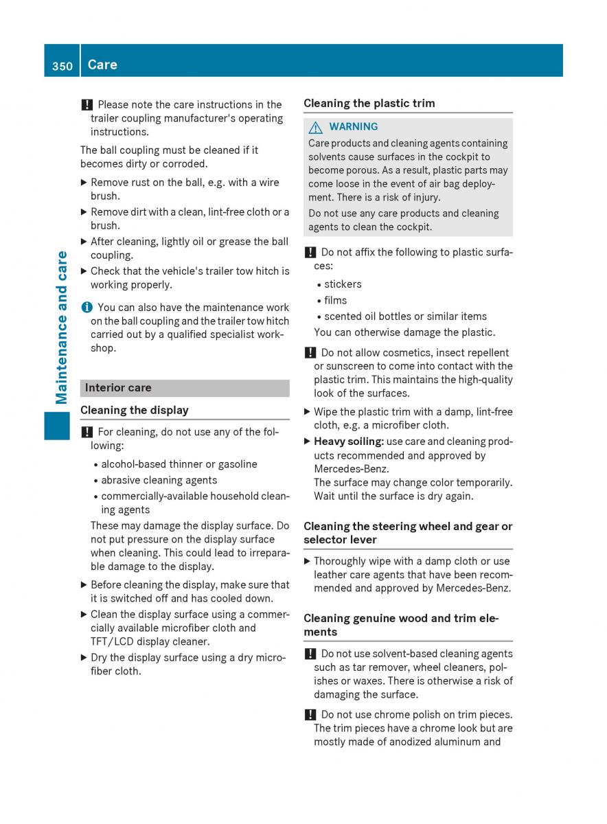 Mercedes Benz GLC Class owners manual / page 352