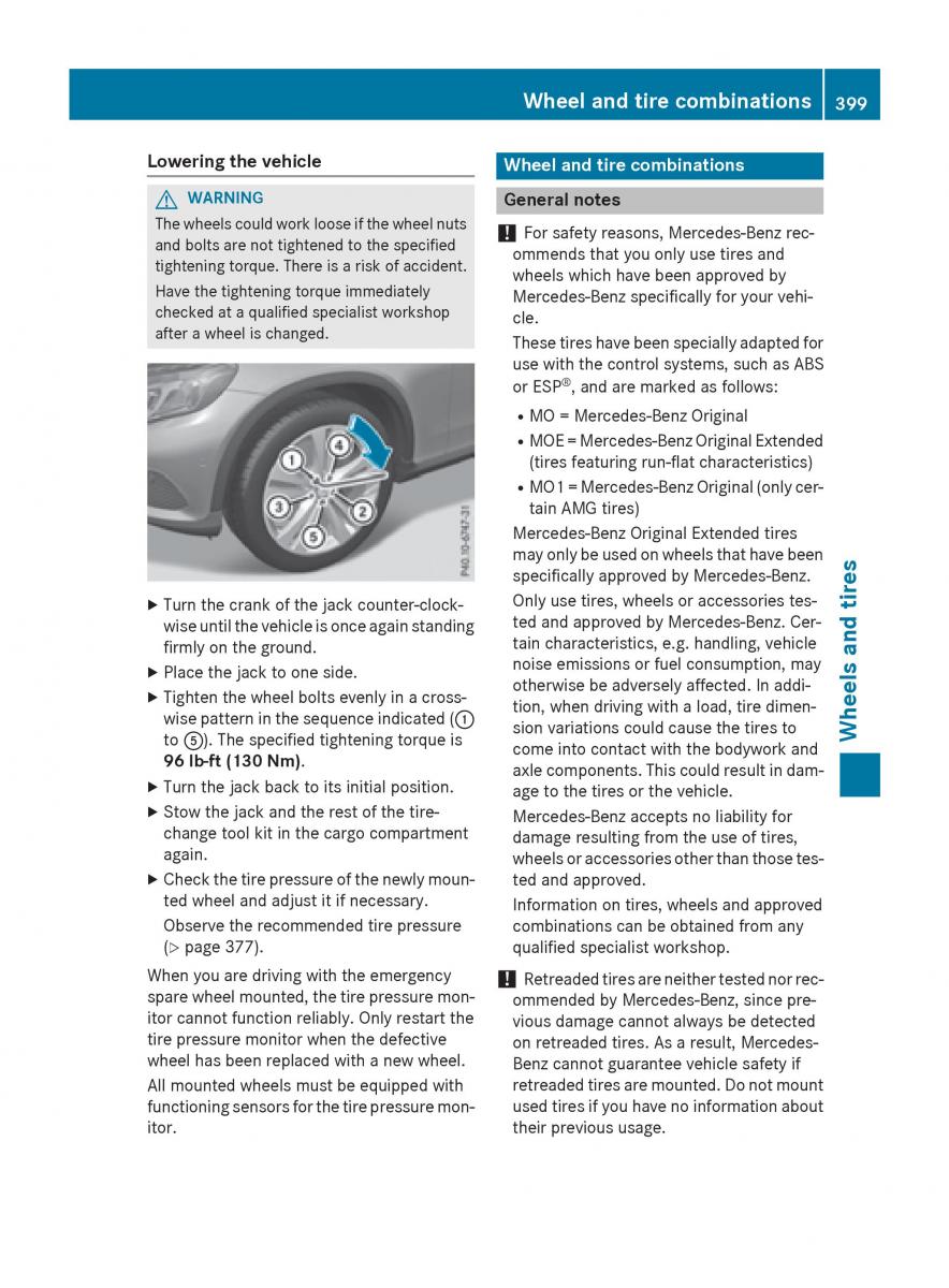 Mercedes Benz GLC Class owners manual / page 401