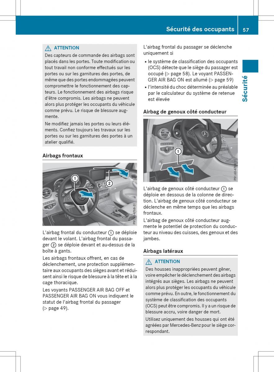 Mercedes Benz GLC Class manuel du proprietaire / page 59