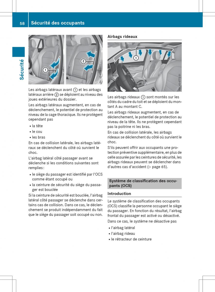 Mercedes Benz GLC Class manuel du proprietaire / page 60