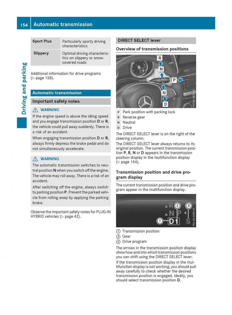 Mercedes Benz GLE Class owners manual / page 156