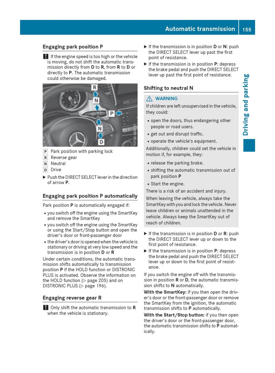 Mercedes Benz GLE Class owners manual / page 157