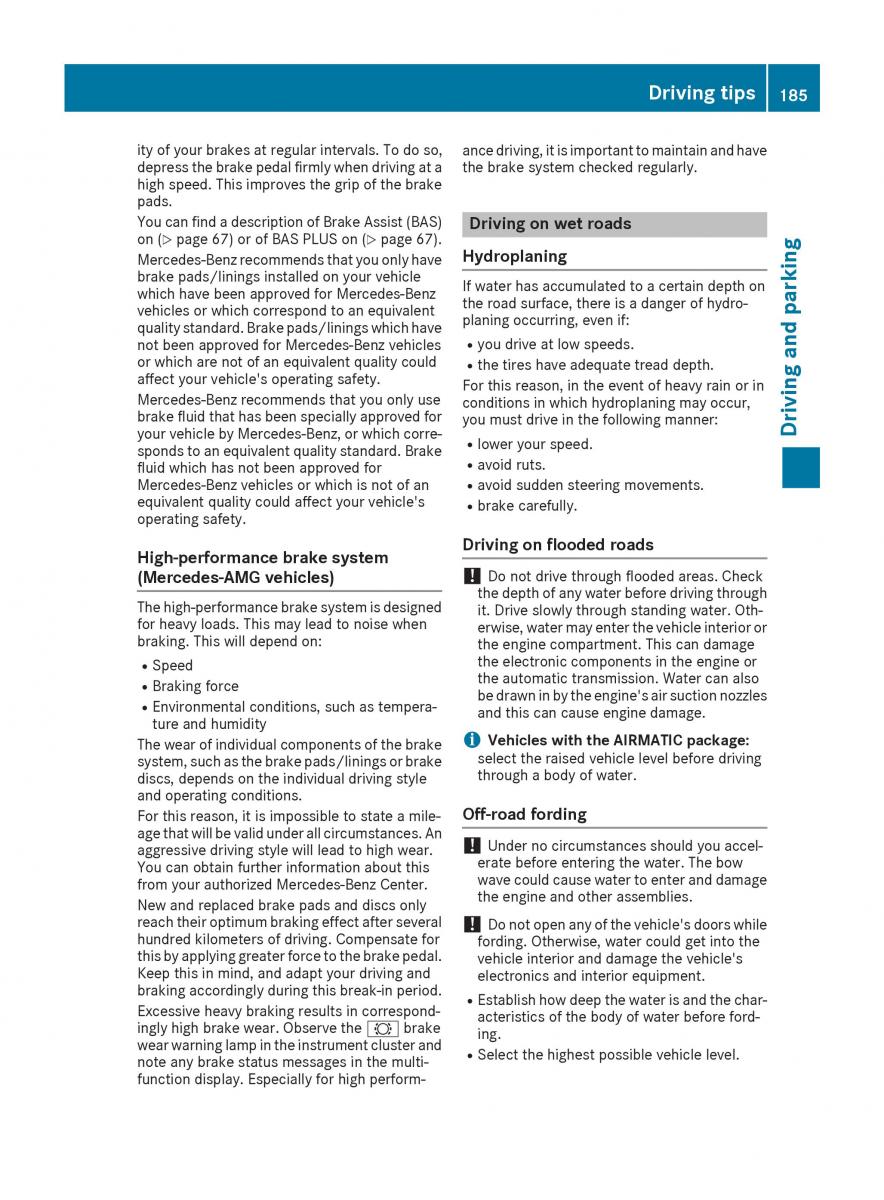 Mercedes Benz GLE Class owners manual / page 187