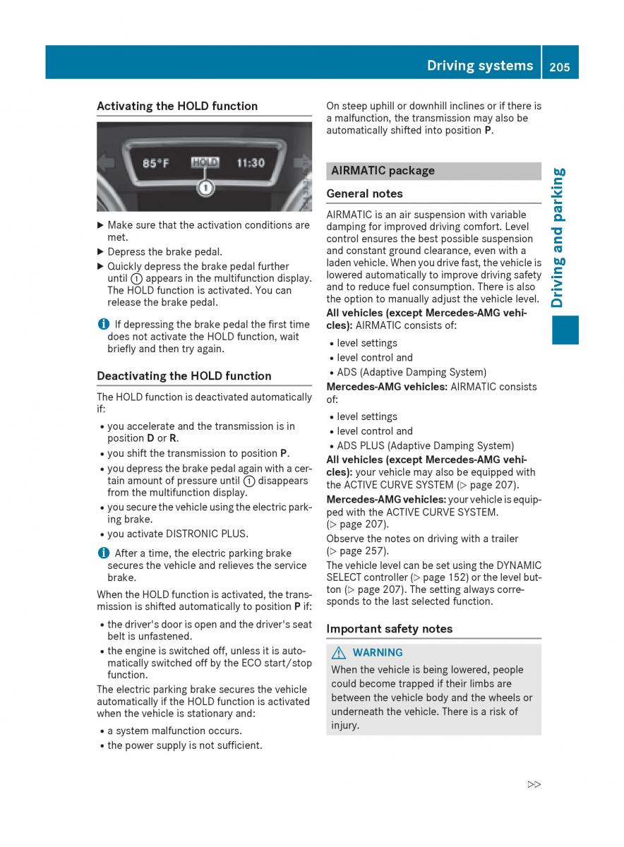 Mercedes Benz GLE Class owners manual / page 207