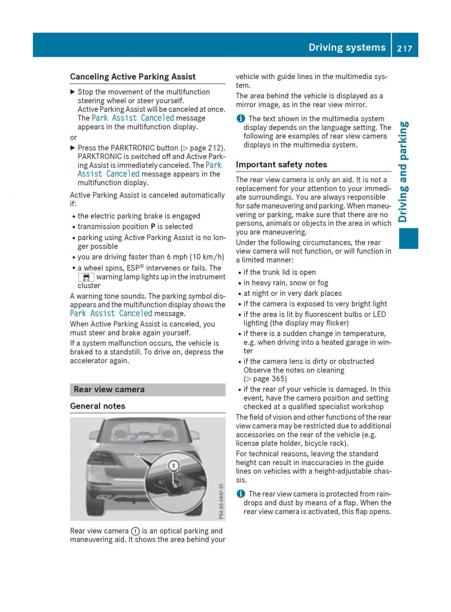 Mercedes Benz GLE Class owners manual / page 219