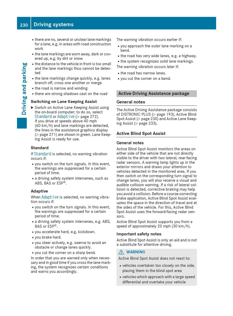 Mercedes Benz GLE Class owners manual / page 232