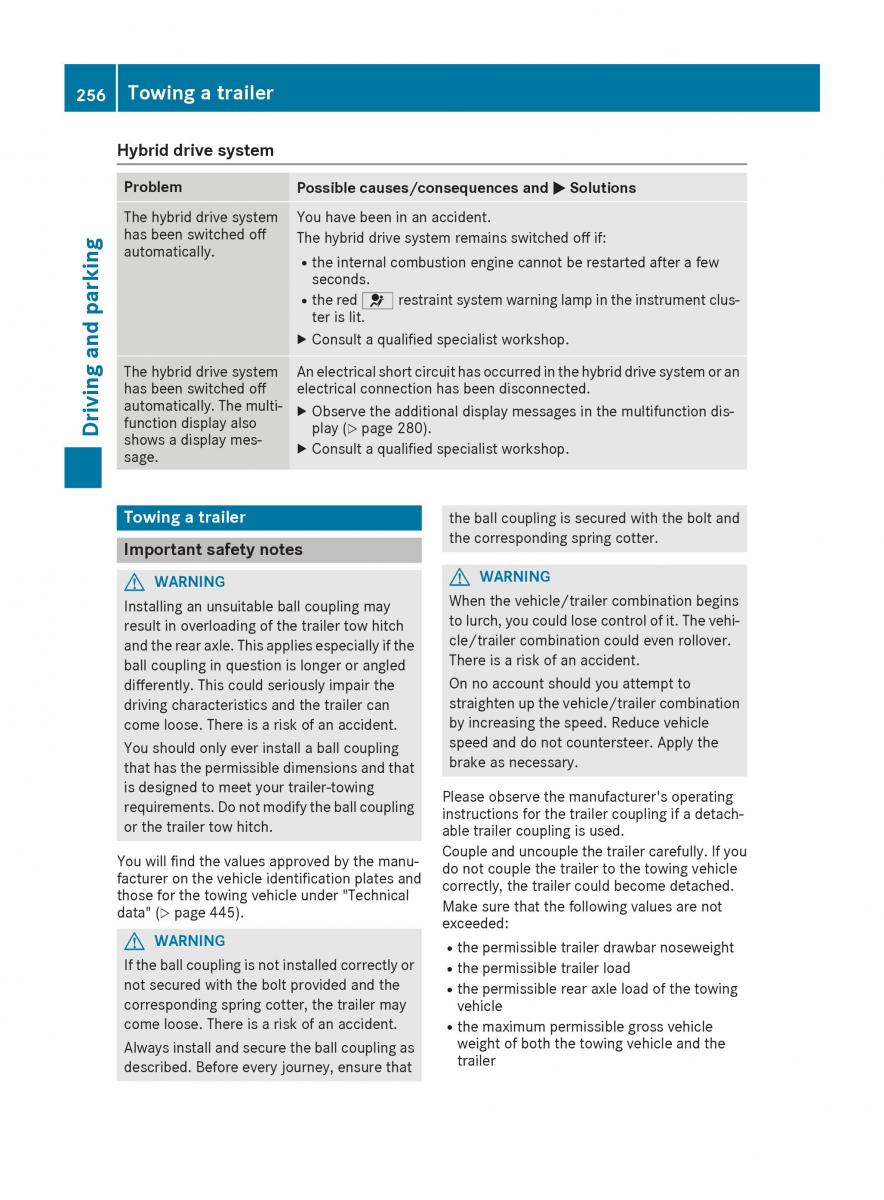 Mercedes Benz GLE Class owners manual / page 258