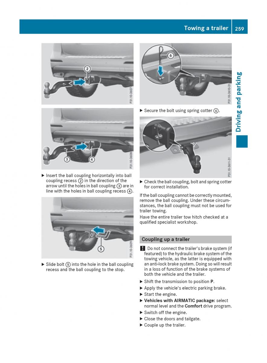 Mercedes Benz GLE Class owners manual / page 261