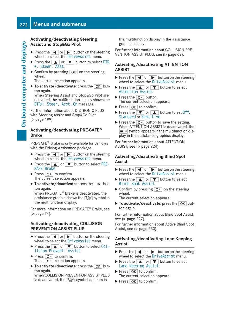 Mercedes Benz GLE Class owners manual / page 274