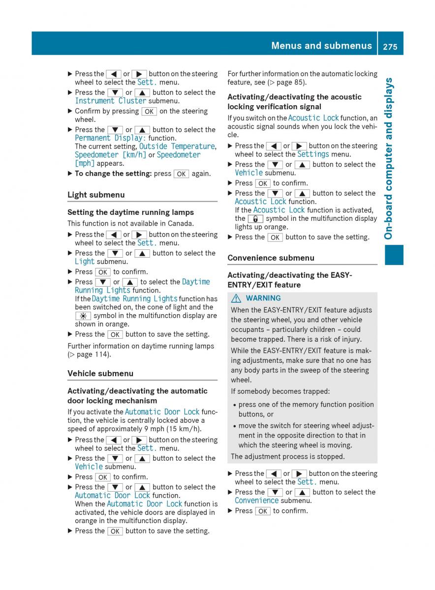 Mercedes Benz GLE Class owners manual / page 277