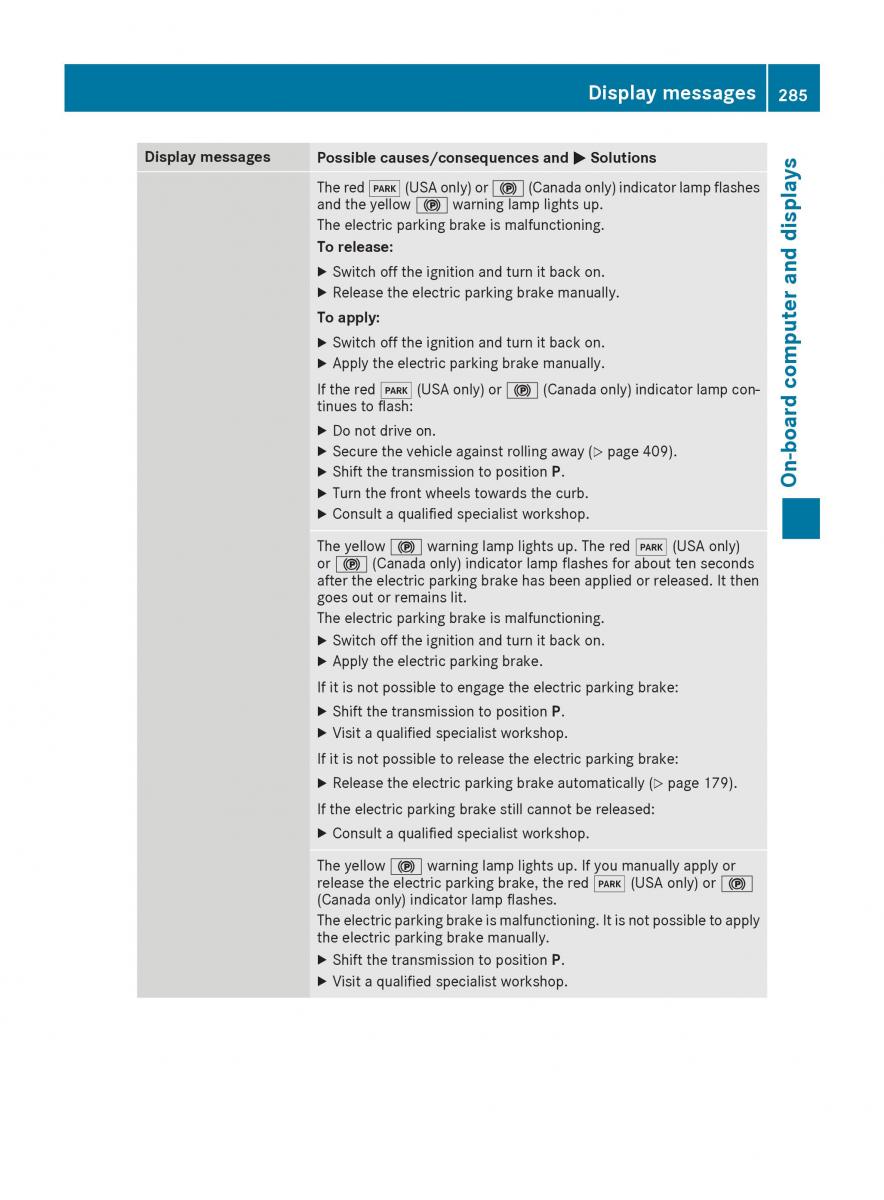 Mercedes Benz GLE Class owners manual / page 287