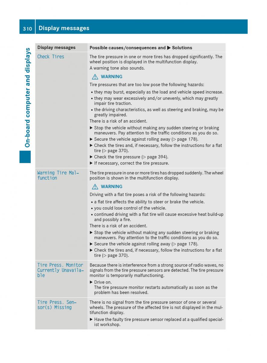 Mercedes Benz GLE Class owners manual / page 312