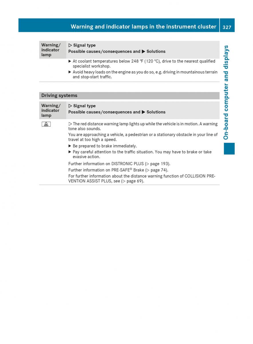 Mercedes Benz GLE Class owners manual / page 329