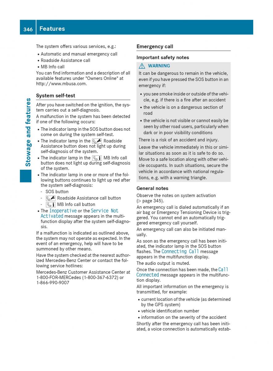 Mercedes Benz GLE Class owners manual / page 348