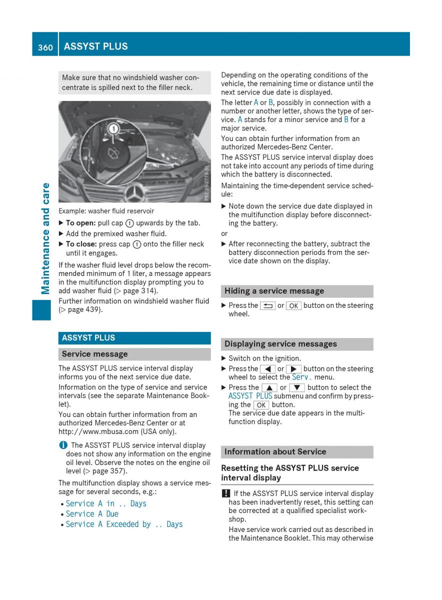 Mercedes Benz GLE Class owners manual / page 362