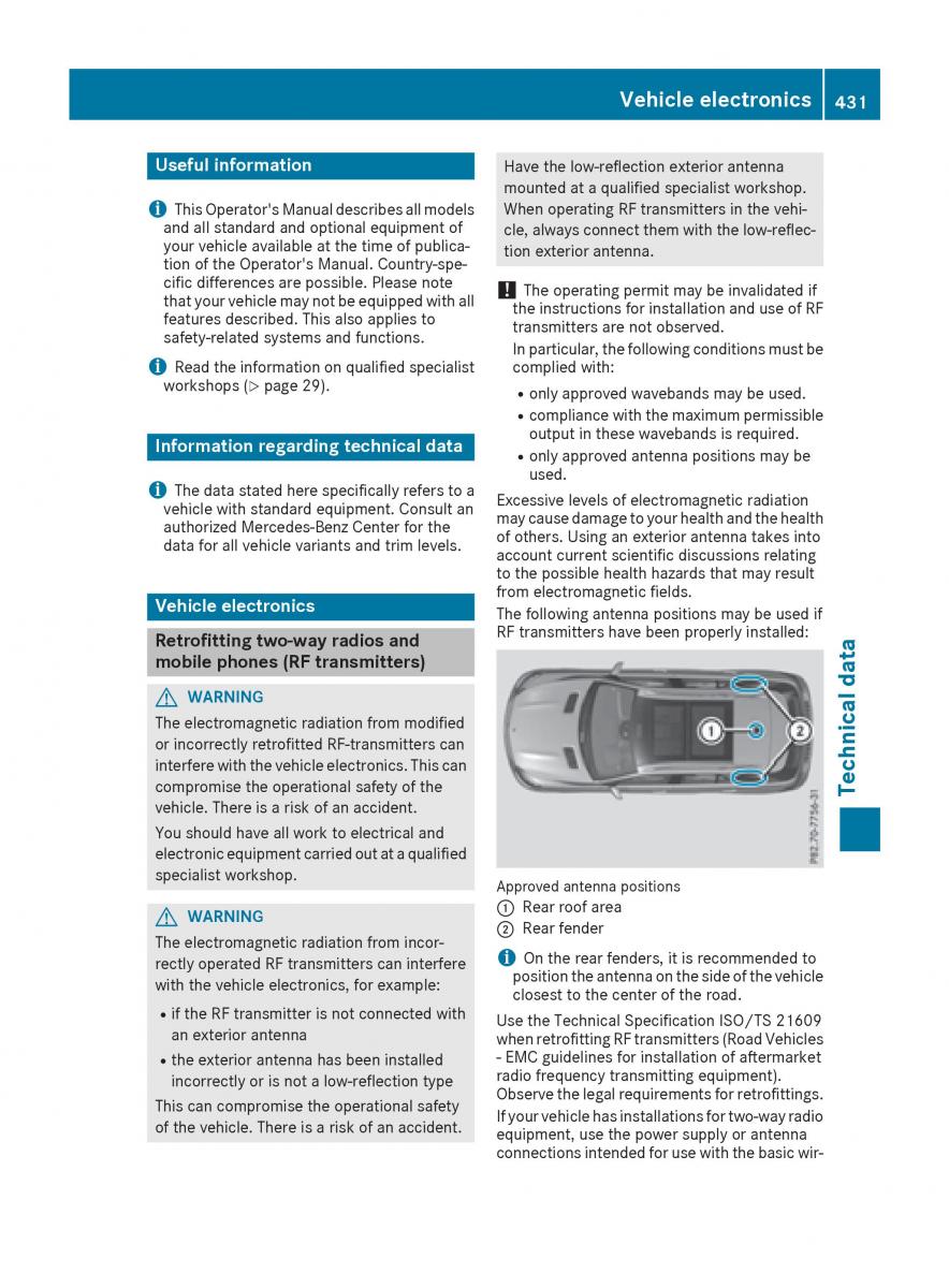 Mercedes Benz GLE Class owners manual / page 433