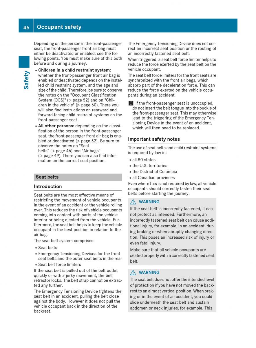 Mercedes Benz GLE Class owners manual / page 48