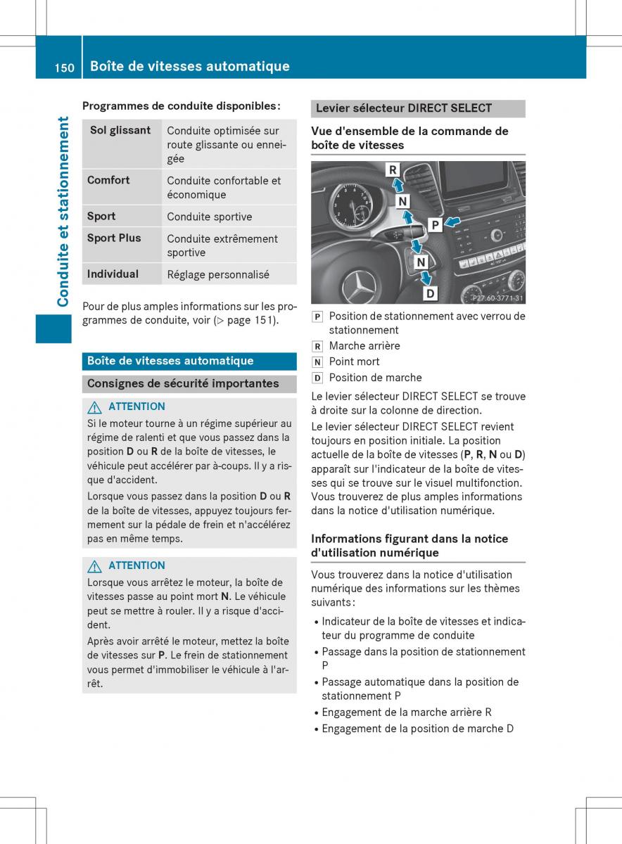 Mercedes Benz GLE Class manuel du proprietaire / page 152