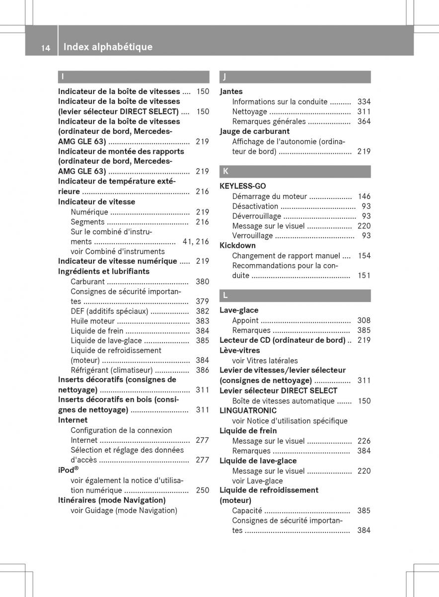 Mercedes Benz GLE Class manuel du proprietaire / page 16