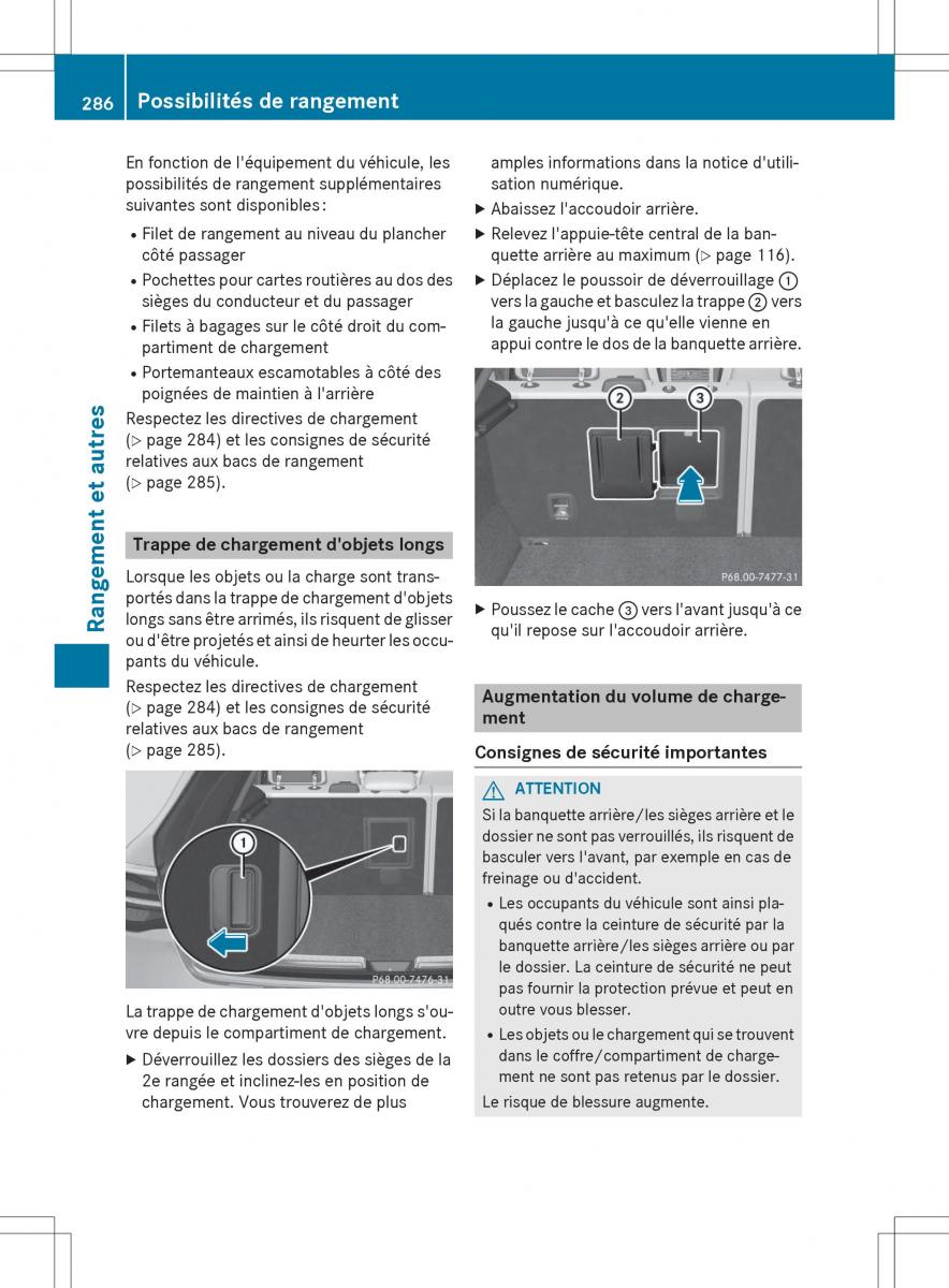 Mercedes Benz GLE Class manuel du proprietaire / page 288