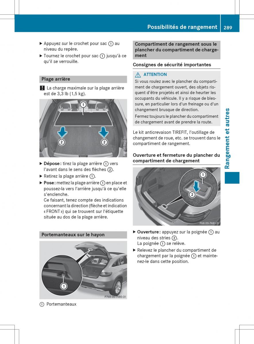 Mercedes Benz GLE Class manuel du proprietaire / page 291