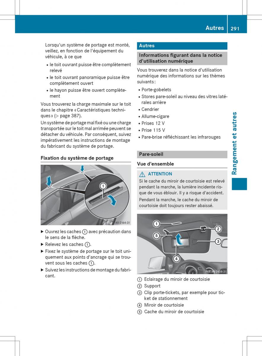 Mercedes Benz GLE Class manuel du proprietaire / page 293