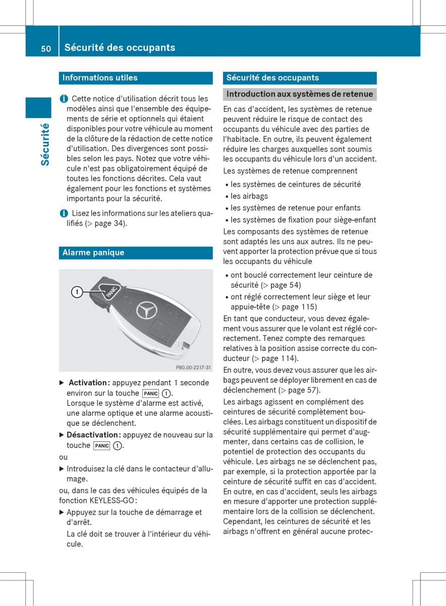 Mercedes Benz GLE Class manuel du proprietaire / page 52