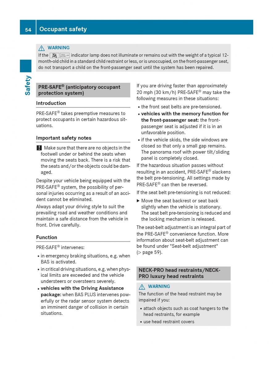 Mercedes Benz GLK Class X204 owners manual / page 56