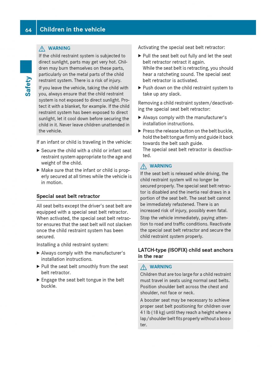 Mercedes Benz GLK Class X204 owners manual / page 66