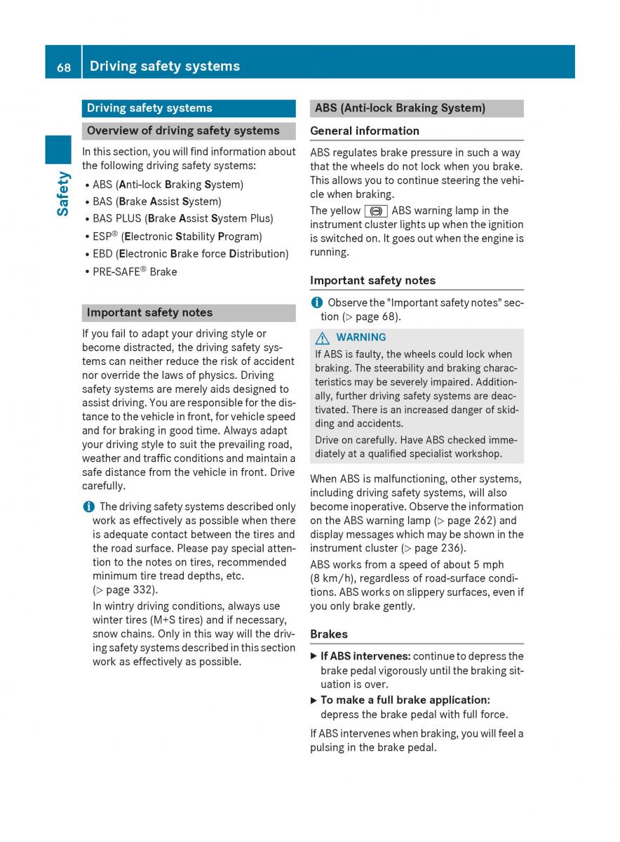 Mercedes Benz GLK Class X204 owners manual / page 70