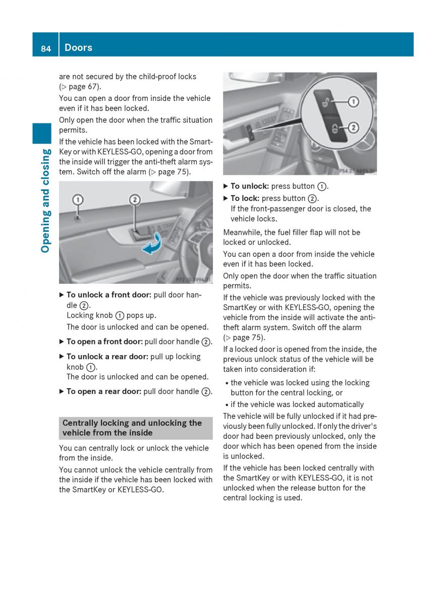 Mercedes Benz GLK Class X204 owners manual / page 86