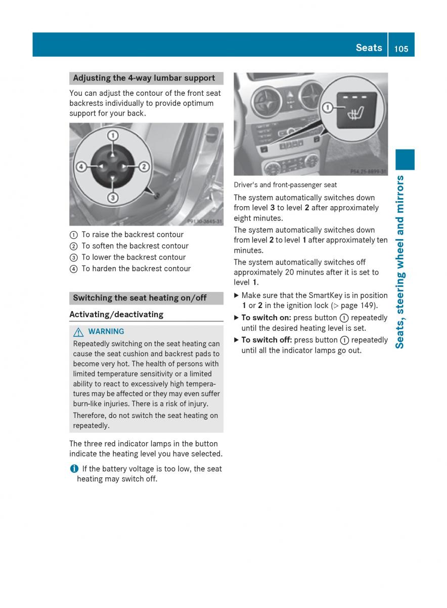 Mercedes Benz GLK Class X204 owners manual / page 107