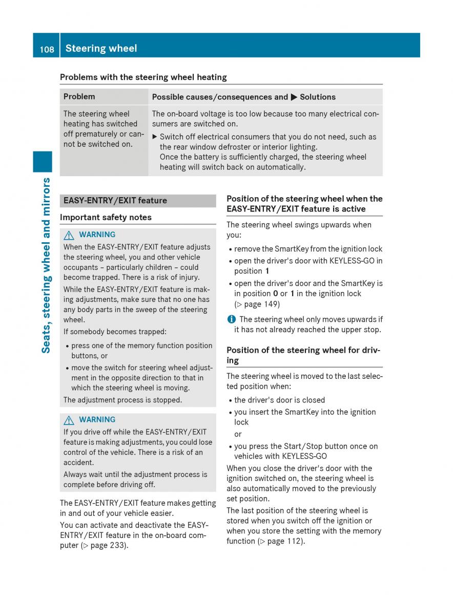 Mercedes Benz GLK Class X204 owners manual / page 110