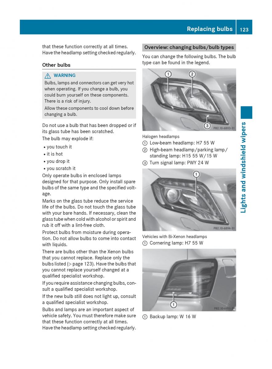 Mercedes Benz GLK Class X204 owners manual / page 125