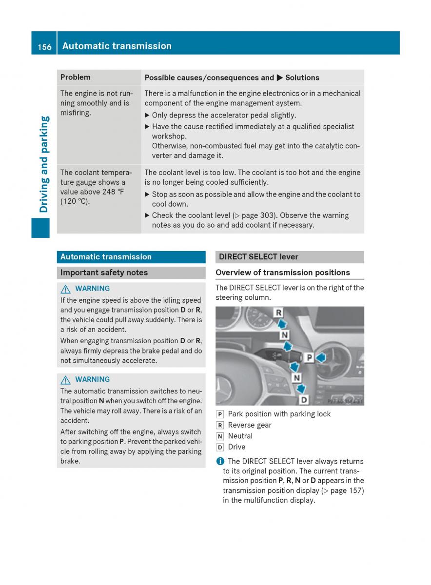 Mercedes Benz GLK Class X204 owners manual / page 158