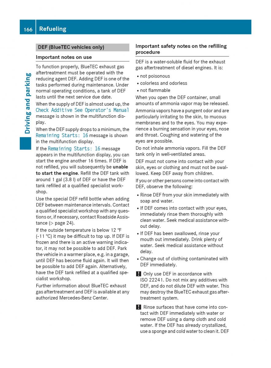 Mercedes Benz GLK Class X204 owners manual / page 168