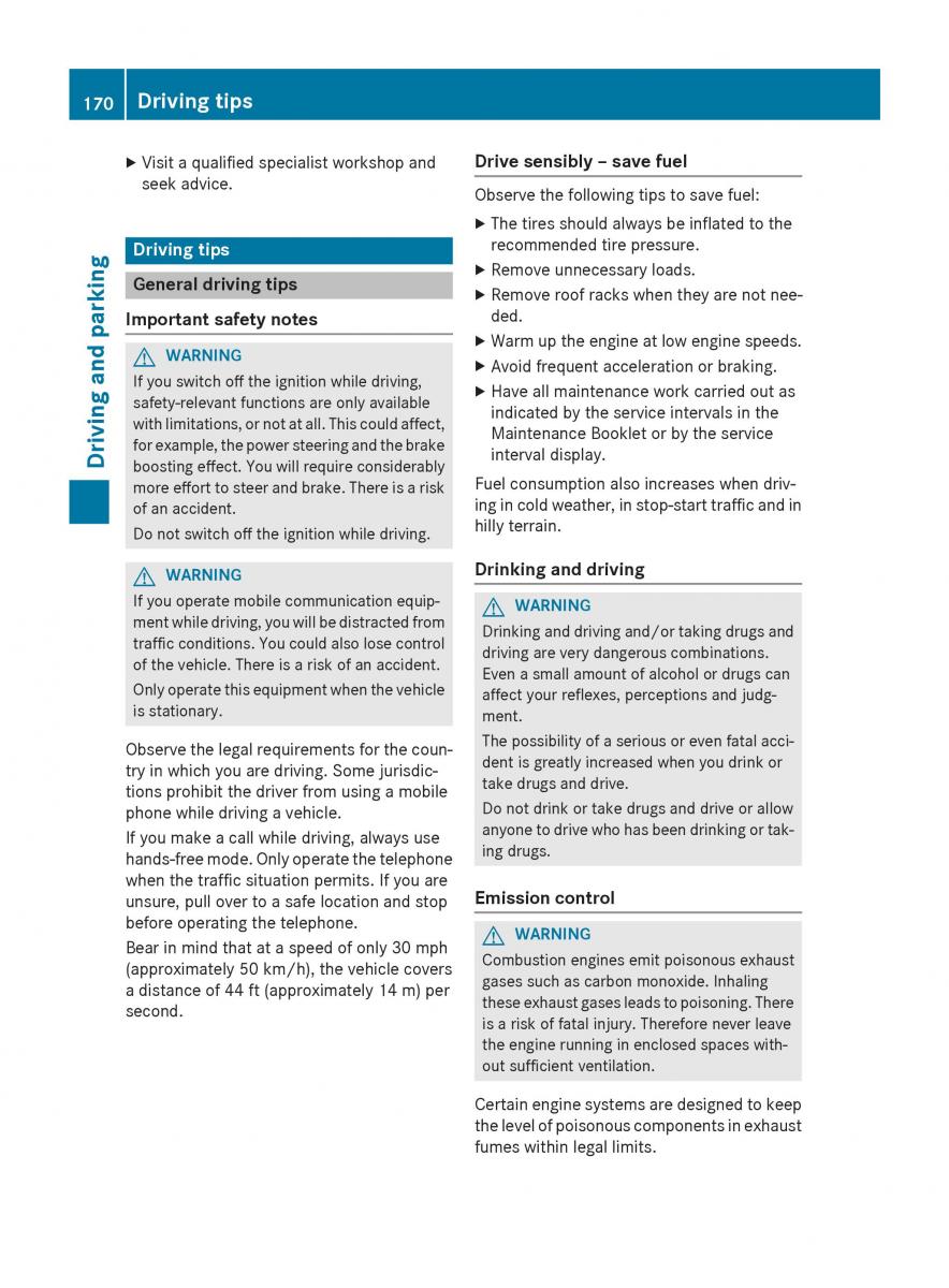 Mercedes Benz GLK Class X204 owners manual / page 172