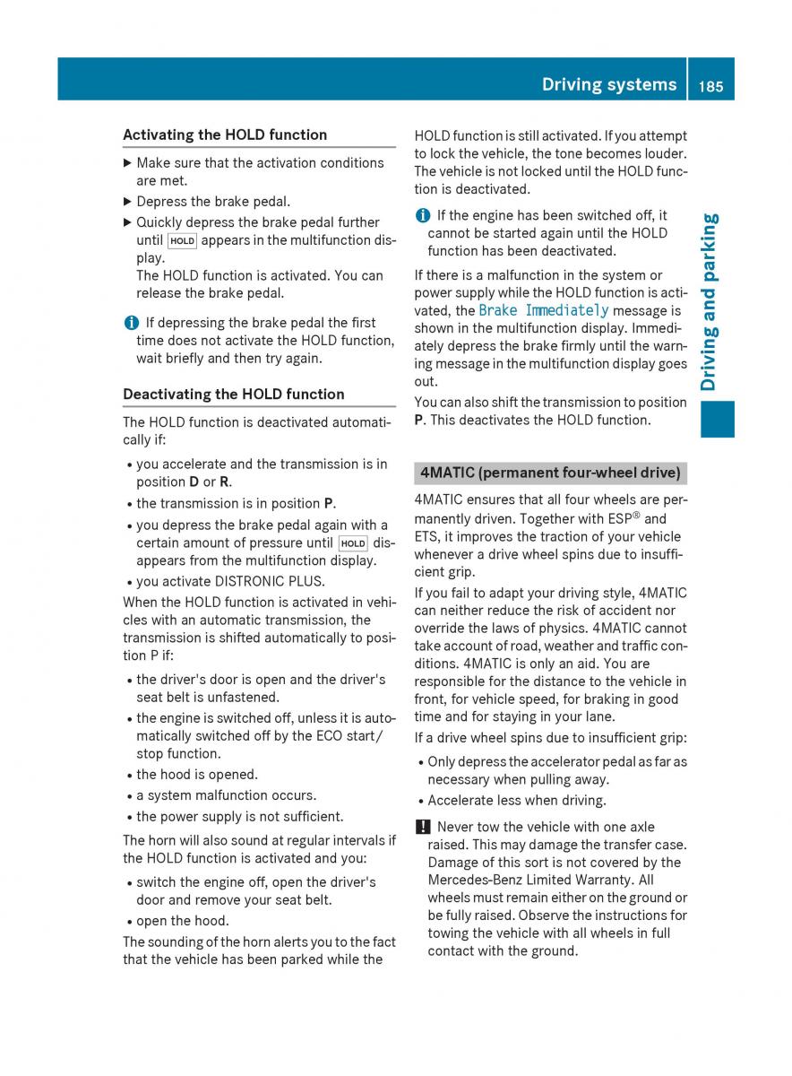 Mercedes Benz GLK Class X204 owners manual / page 187