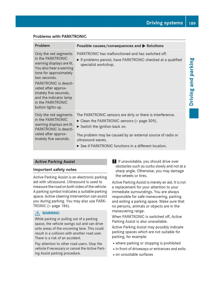 Mercedes Benz GLK Class X204 owners manual / page 191